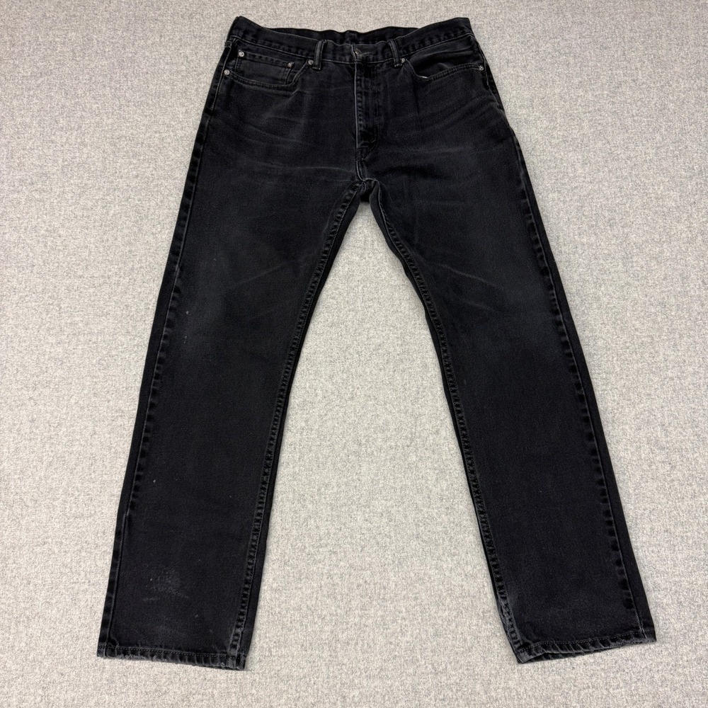 Levi's 505 Straight Leg Jeans W36 L34 Black Faded Denim Regular Fit 5-Pocket Men